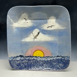 Sunrise wall platter with Seagulls