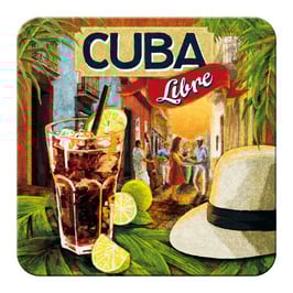 Pack 5. Posavasos // Rodals. CUBA LIBRE. 9x9 cm. Vintage