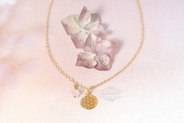 Flower of Life mit Rosenquarz Perle, Halskette