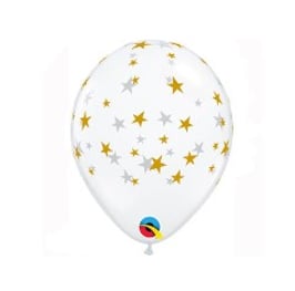Rundballons Clear Stars (transparent mit Sternen), 100 Stk