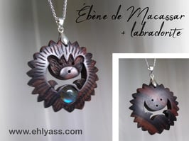 Pendentif Hérisson en bois + Pierre