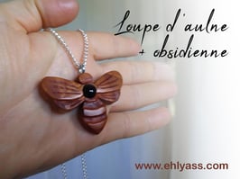 Pendentif en bois et pierre naturelle Abeille