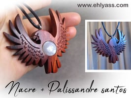 Amulette Aigle / faucon sculpté + pierre