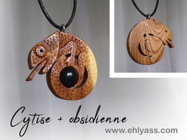 Amulette Caméléon + pierre