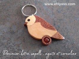 Porte-clé / bijou de sac Oiseau + pierre