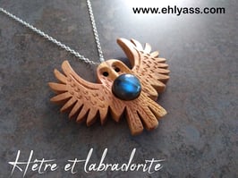 Amulette Chouette sculptée + pierre