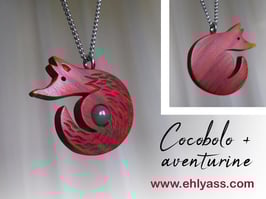 Pendentif Renard en bois + Pierre 8mm