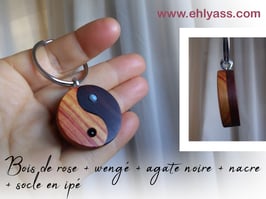 Porte-clé / bijou de sac Yin yang + pierres