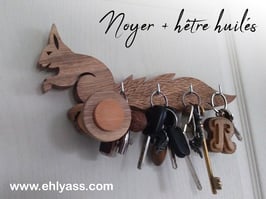 Présentoir mural à portes-clés + patère Écureuil