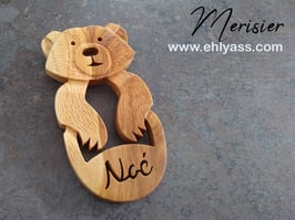 Plaque de porte Ourson sculpté