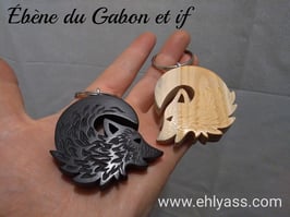 Porte-clé loup lune gravé