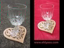 Dessous de verre / plat Cœur médiéval deux bois