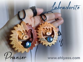 Amulettes Hérissons en bois + Pierres