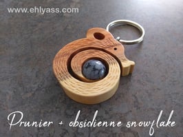 Porte-clé / bijou de sac Petit loir en bois + pierre