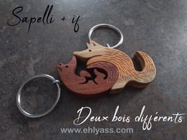 Deux Portes-clé Couple de Renards / loups /chiens