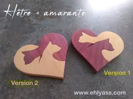 Dessous de verre Cœur Deux chats