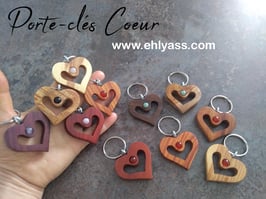Porte-clé / bijou de sac Coeur + pierre