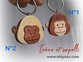 Porte-clés Gorille en plusieurs bois