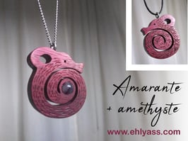 Amulette Petit loir en bois + pierre