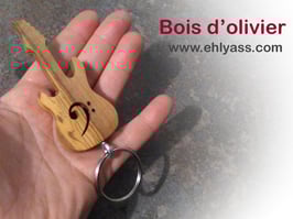 Porte-clé Musique Guitare Basse et clé de fa