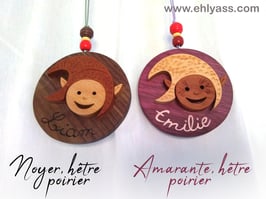 Suspensions avec prénom Tête de Lutin