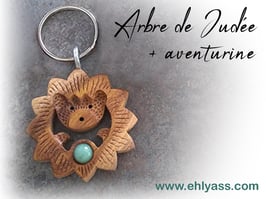 Porte-clé / bijou de sac Hérisson + pierre