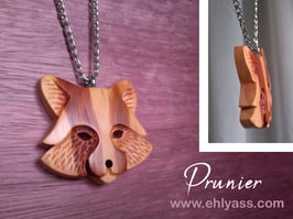 Amulette Tête de Loup / Renard sculptée en un bois