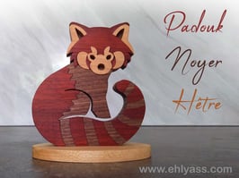 Sculpture Panda roux en 4 bois