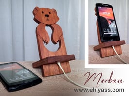 Support de portable Ours sculpté