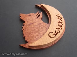 Plaque de porte Loup Lune