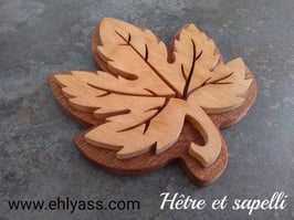 Dessous de verre / plat Feuille d'érable deux bois
