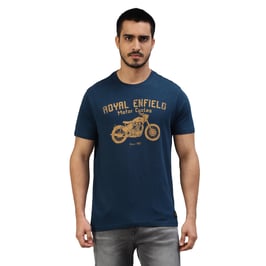 T-Shirt Royal Enfield Classic Lino Stamp Navy RLATSA23050