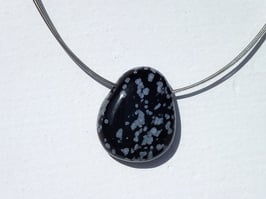 Obsidienne flocons de neige en pierres percées