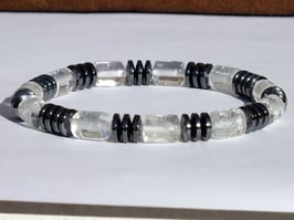Bracelet cristal de roche et hématite