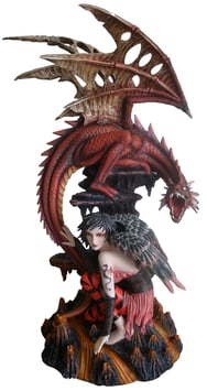 Elfe mit Drachen rot