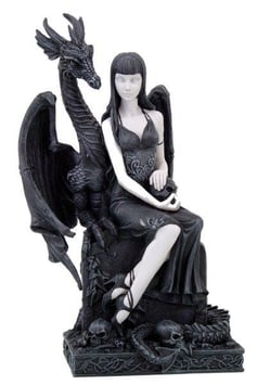 Fairy Myths-Elfe mit Drache schwarz-weiss