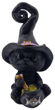 Katze schwarz mit Zauberkessel