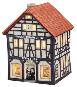 Porzellan Lichthaus Teestube rotes Dach