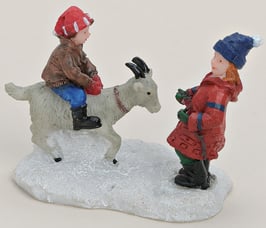Miniatur Kinder mit Ziege