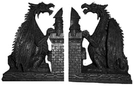 Drachen Buchstützen-Set schwarz