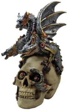 Steampunk-Schädel mit 3-Kopf Drachen
