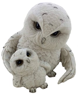 Eule mit Küken weiss