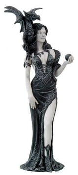 Fairy Myths-Elfe mit Drache schwarz-weiss