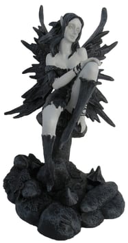 Fairy Myths-Elfe auf Pilz schwarz-weiss