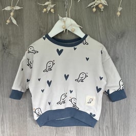 Pullover langarm French Terry mit Label