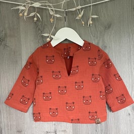 Musselinhemd langarm Jungs Grösse 74