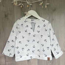 Musselinhemd langarm Jungs Grösse 92