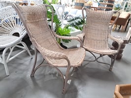 Pair Cane High Back Armchairs