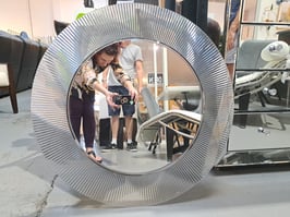 "Kartell" Italian Round Clear Fluted Frame Mirror