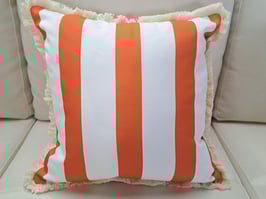 BRAND NEW Outdoor Waterproof Orange Stripe Cushion - 2 Available
